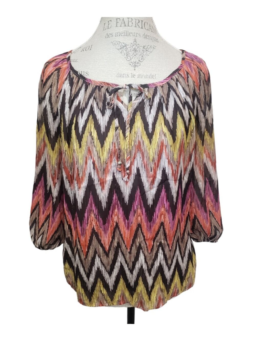 Sara Michelle Petite Multi Colored Blouse | Size Petite Small